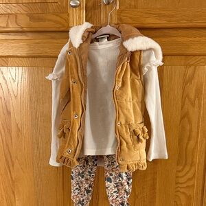 Nicole Miller Tan and White Kids Matching Set